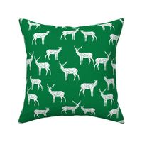 deer // christmas green deer fabric geometric deer simple deer fabric