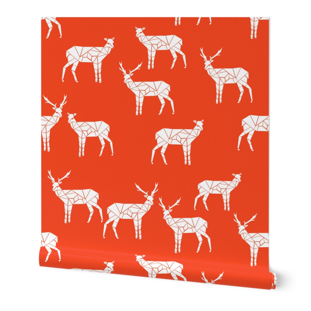 deer // bright red christmas deer doe andrea lauren fabric