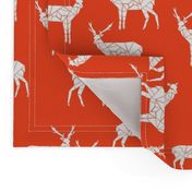 deer // bright red christmas deer doe andrea lauren fabric