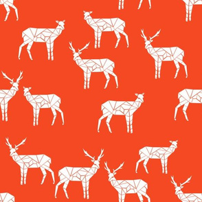 deer // bright red christmas deer doe andrea lauren fabric