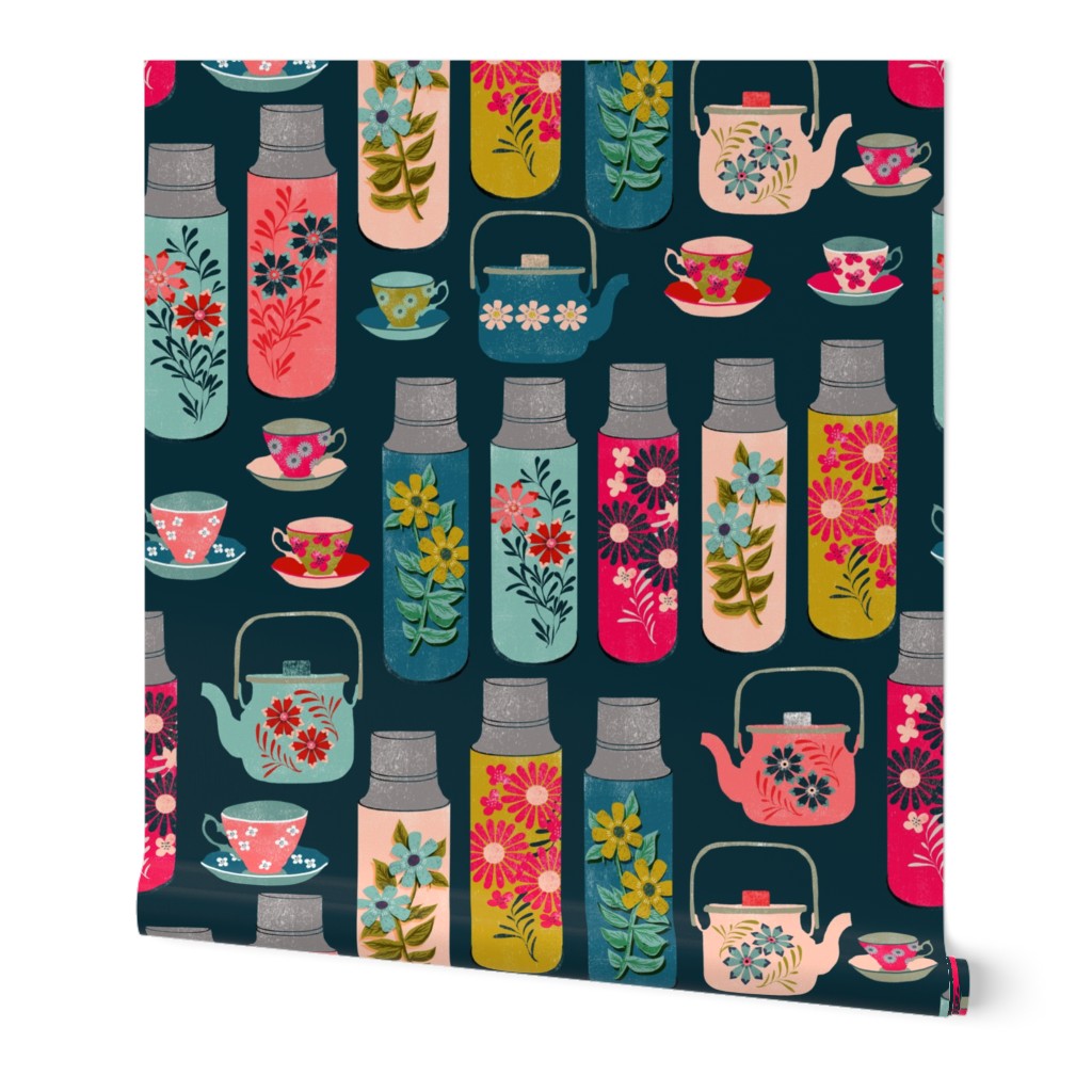 tea thermos // vintage tea florals tea party cute thermos design