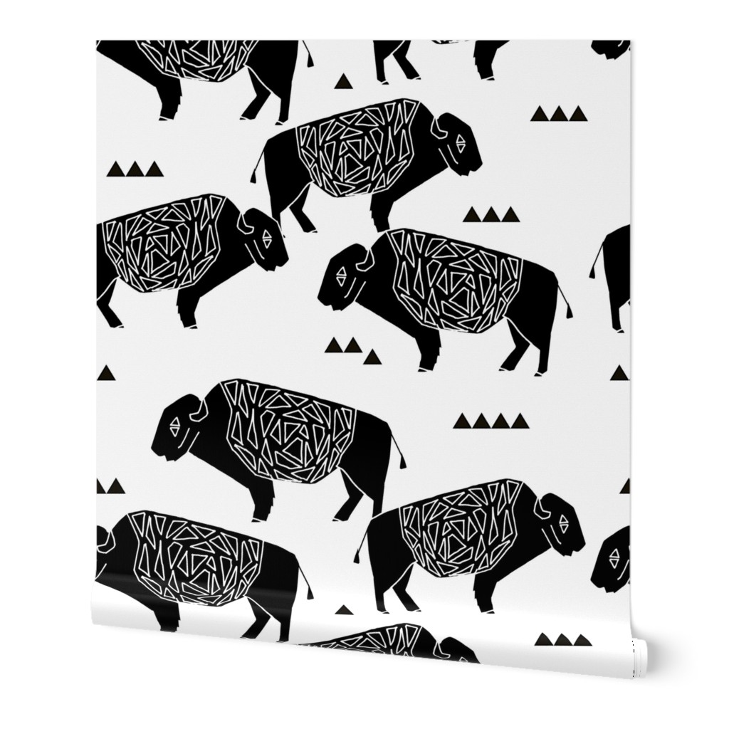 Buffalo - Black and White by Andrea Lauren 