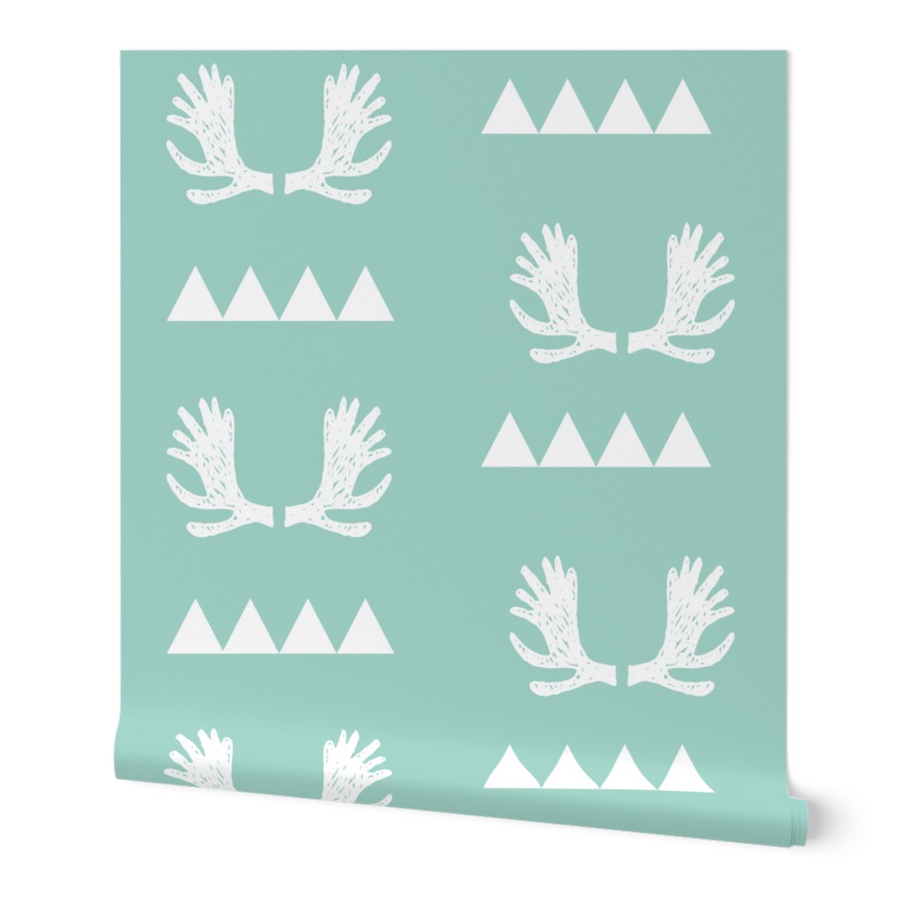 Moose Triangles - Pale Turquoise by Andrea Lauren 