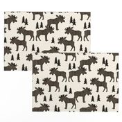 Moose Forest fabric - Dark Brown and Cream by Andrea Lauren 