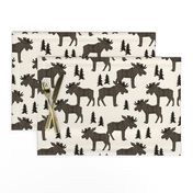 Moose Forest fabric - Dark Brown and Cream by Andrea Lauren 