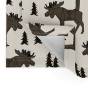 Moose Forest fabric - Dark Brown and Cream by Andrea Lauren 