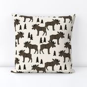 Moose Forest fabric - Dark Brown and Cream by Andrea Lauren 