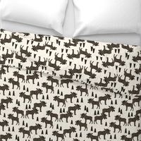 Moose Forest fabric - Dark Brown and Cream by Andrea Lauren 