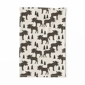 Moose Forest fabric - Dark Brown and Cream by Andrea Lauren 