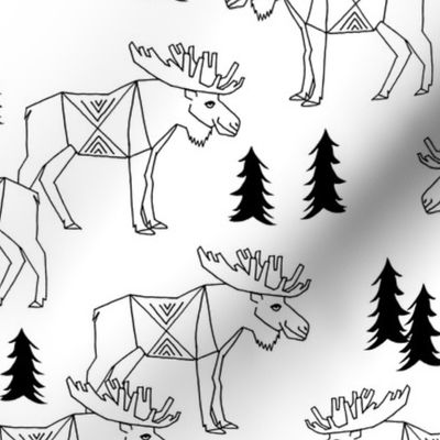 Moose Forest - White and Black by Andrea Lauren 