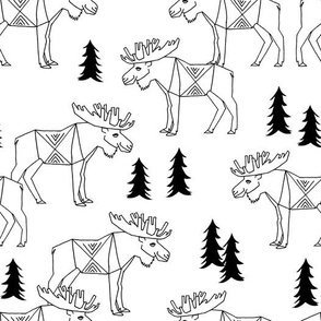 Moose Forest - White and Black by Andrea Lauren 