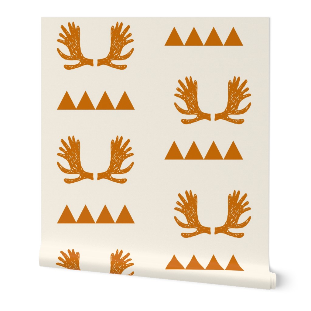 Moose Triangles - Off White and Rust by Andrea Lauren 