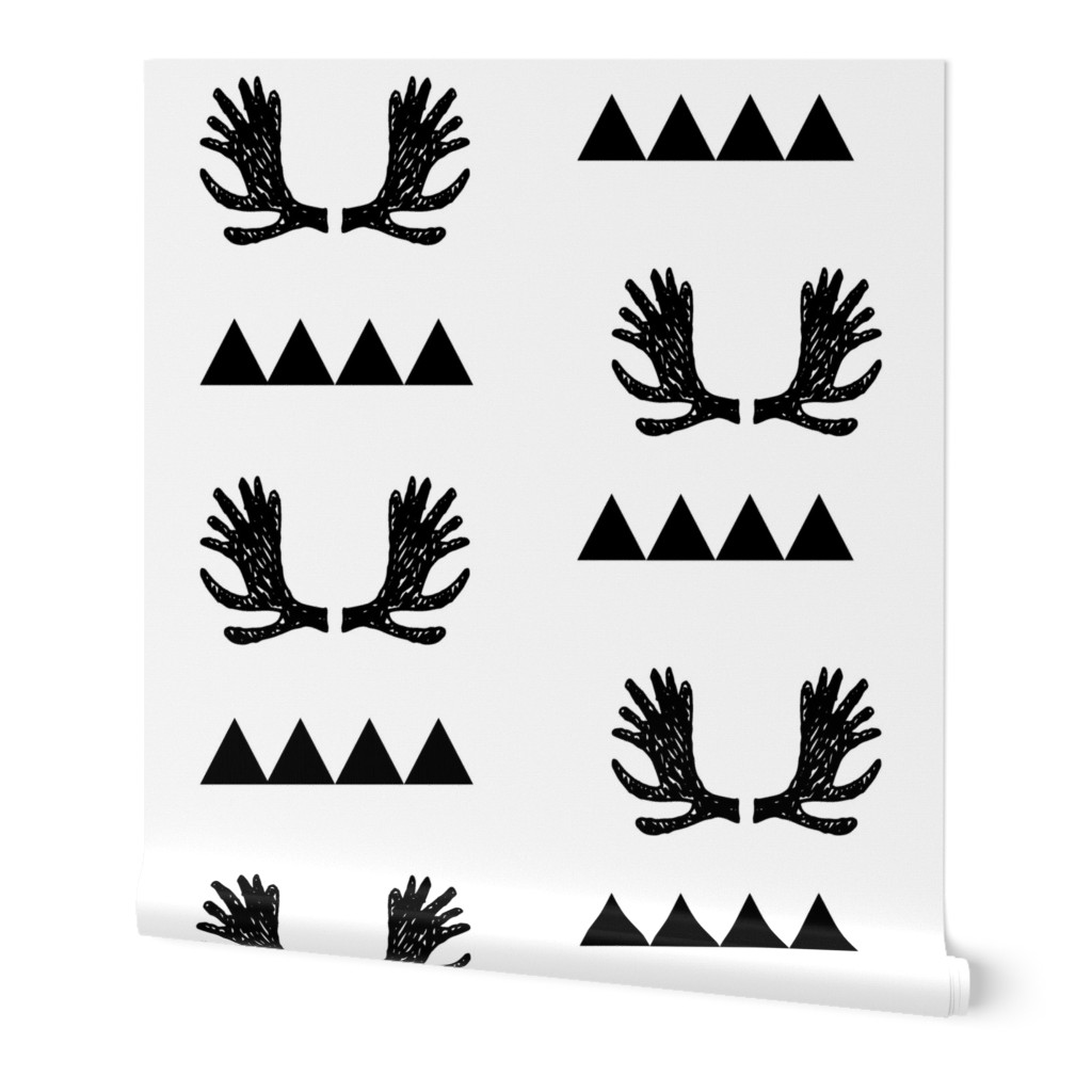 Moose Triangles - Black and White by Andrea Lauren 