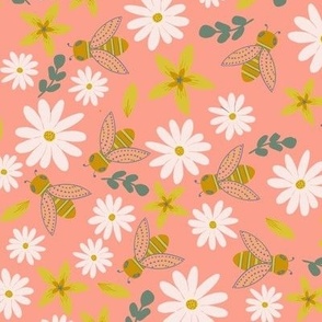 Busy Bee Spring Floral apricot