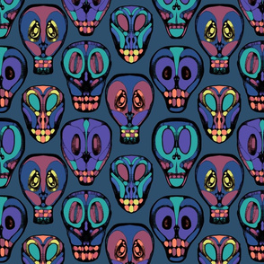 wall of skulls in color