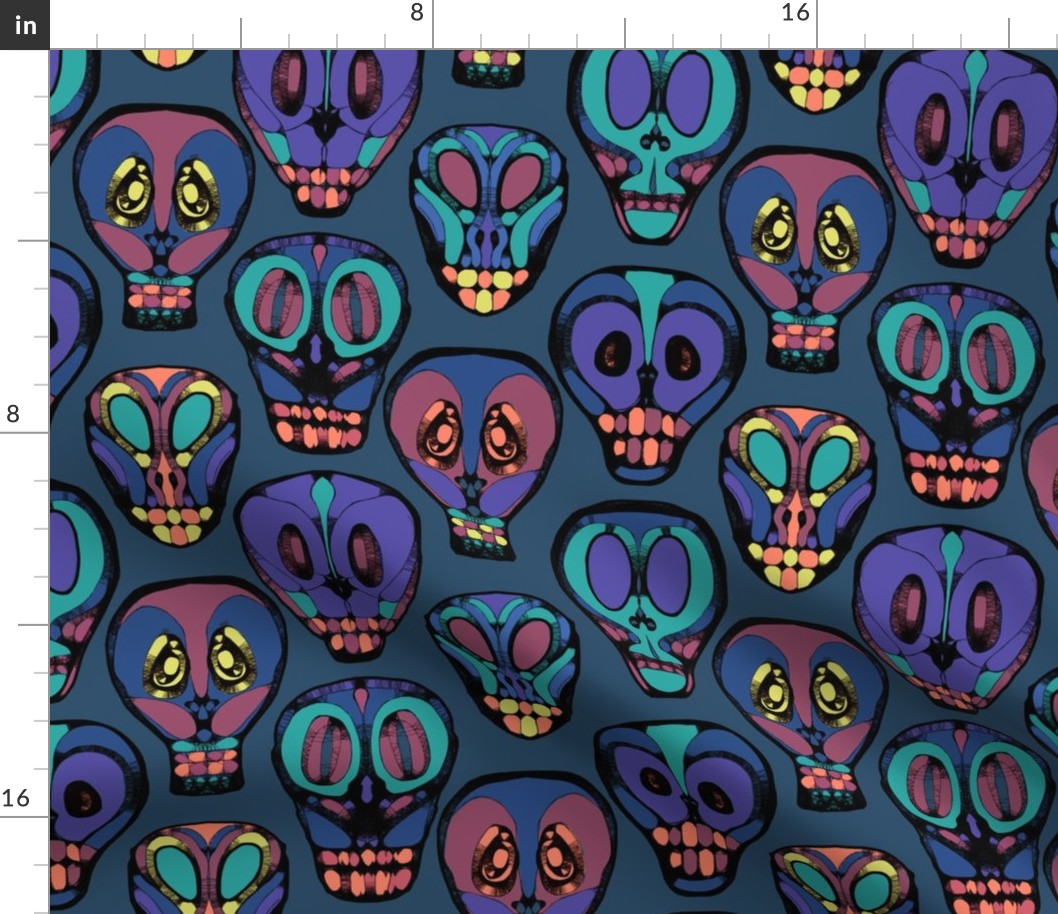 wall of skulls in color