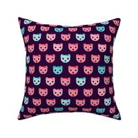 Violet sweet kitten pink cat illustration pattern