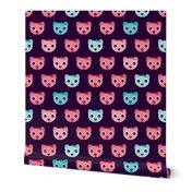 Violet sweet kitten pink cat illustration pattern