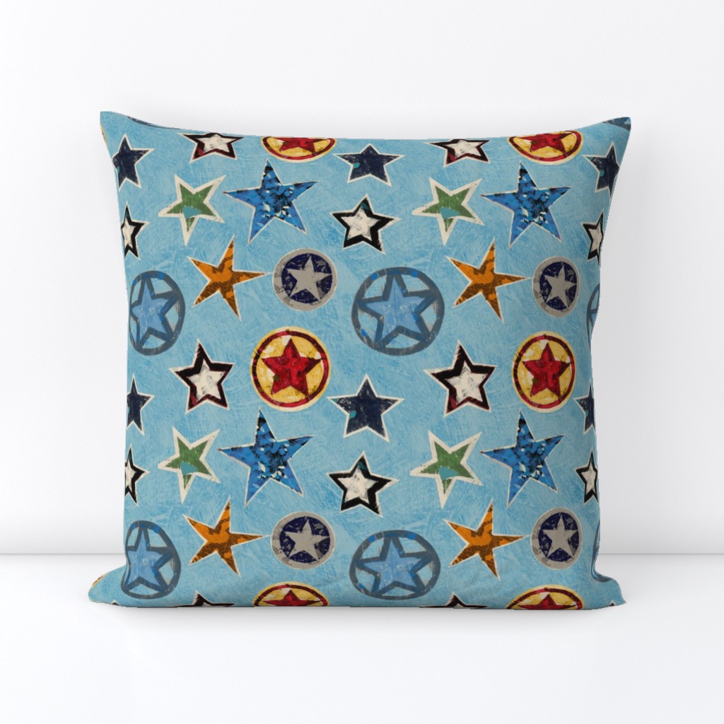 Vintage Super Stars on Blue Superhero