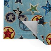 Vintage Super Stars on Blue Superhero