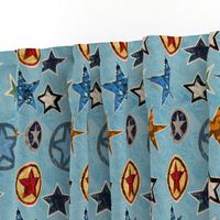 Vintage Super Stars on Blue Superhero