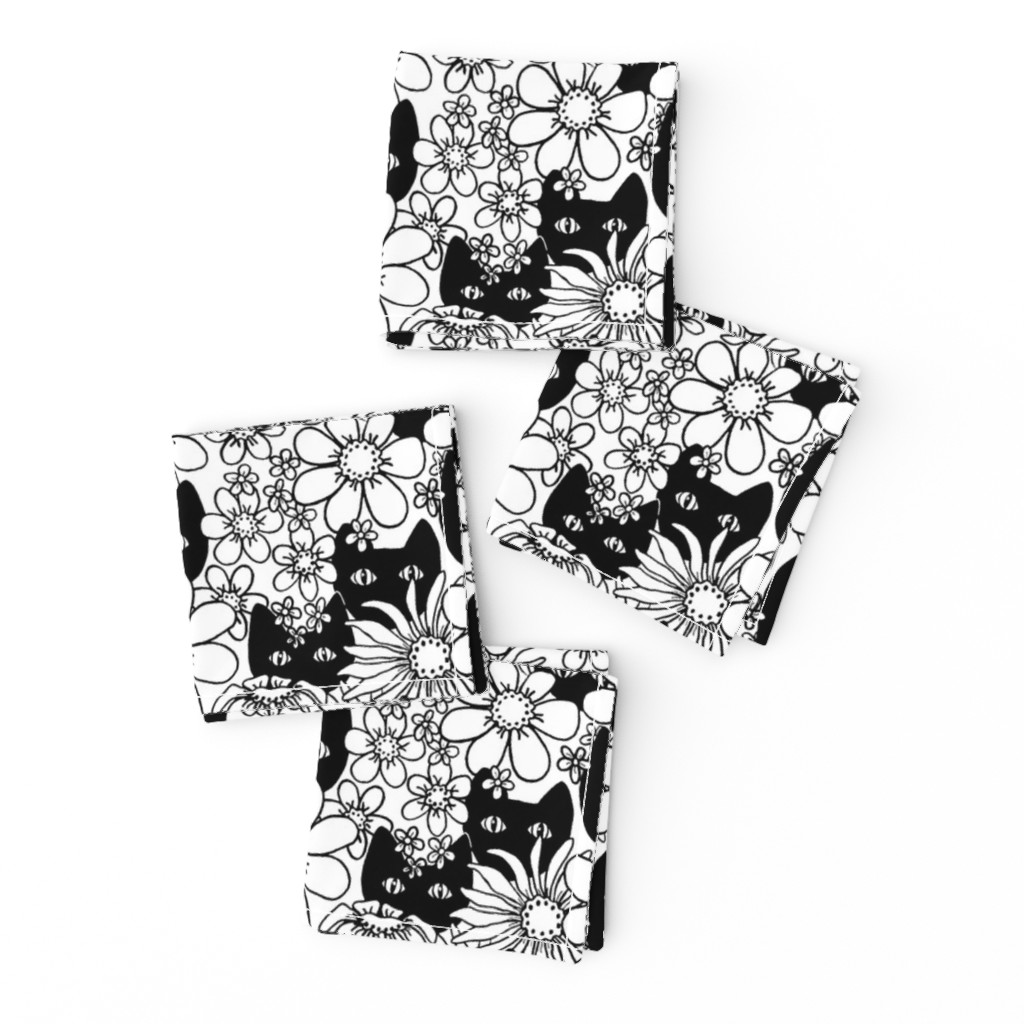 Black Cats in Daisies