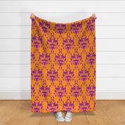 Bird Damask- Orange/Purple