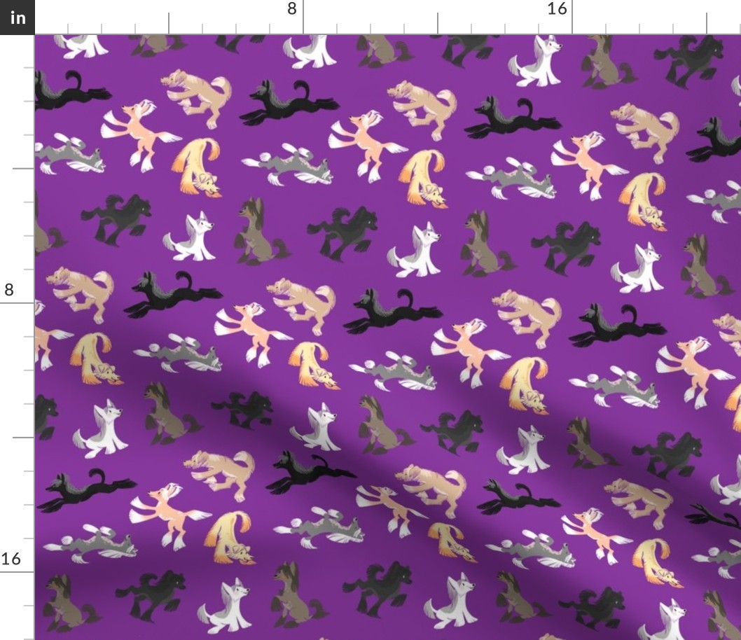 Chinese Crested Fabric - Royal Purple