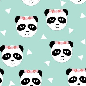 panda flower crown mint tri triangle cute girly pastel trendy hipster baby leggings modern kids decor nursery design for swedish trendy baby cute girly clothes organic cotton knit design fabric