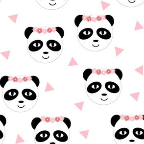 panda flower crown pink girly cute tri triangle pastel black and white minimal girls trendy hipster leggings baby nursery design 