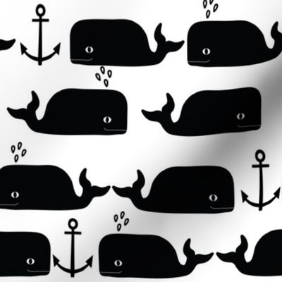 whales anchor nautical black and white anchor trendy summer minimal monochrome design for black and white nursery 