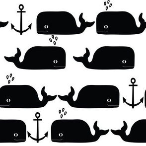 whales anchor nautical black and white anchor trendy summer minimal monochrome design for black and white nursery 