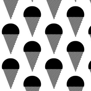 ice cream cone black and white