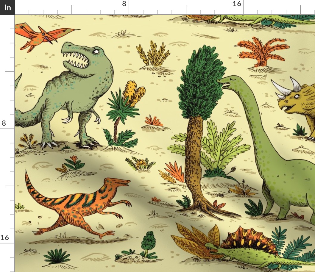 Dinosaurs on sand