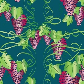 Grape Nouveau -teal background