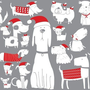 dogs - christmas - grey
