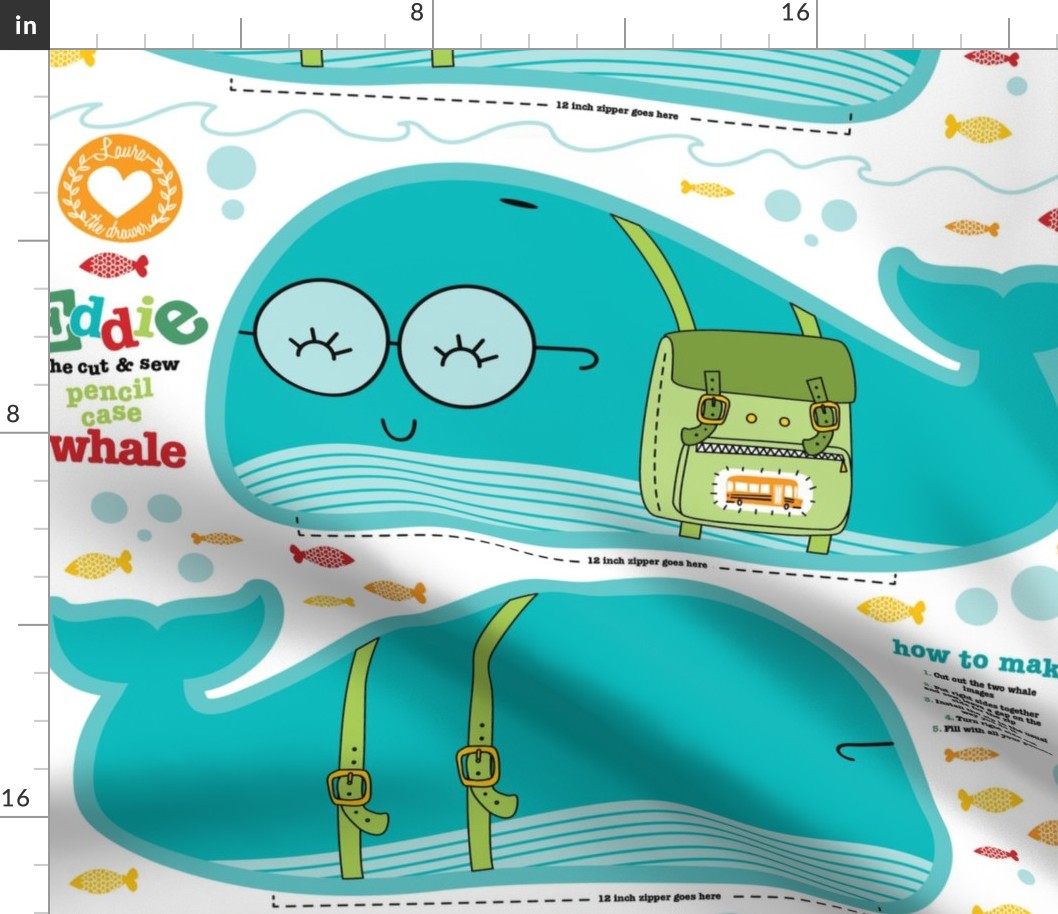 Whale pencil case cut and sew fat  quarter
