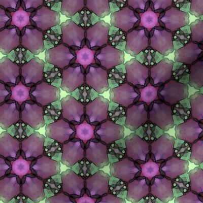 Jewel Tone Green & Purple Flower Pattern