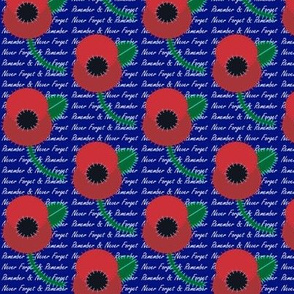 Red poppy on blue with words