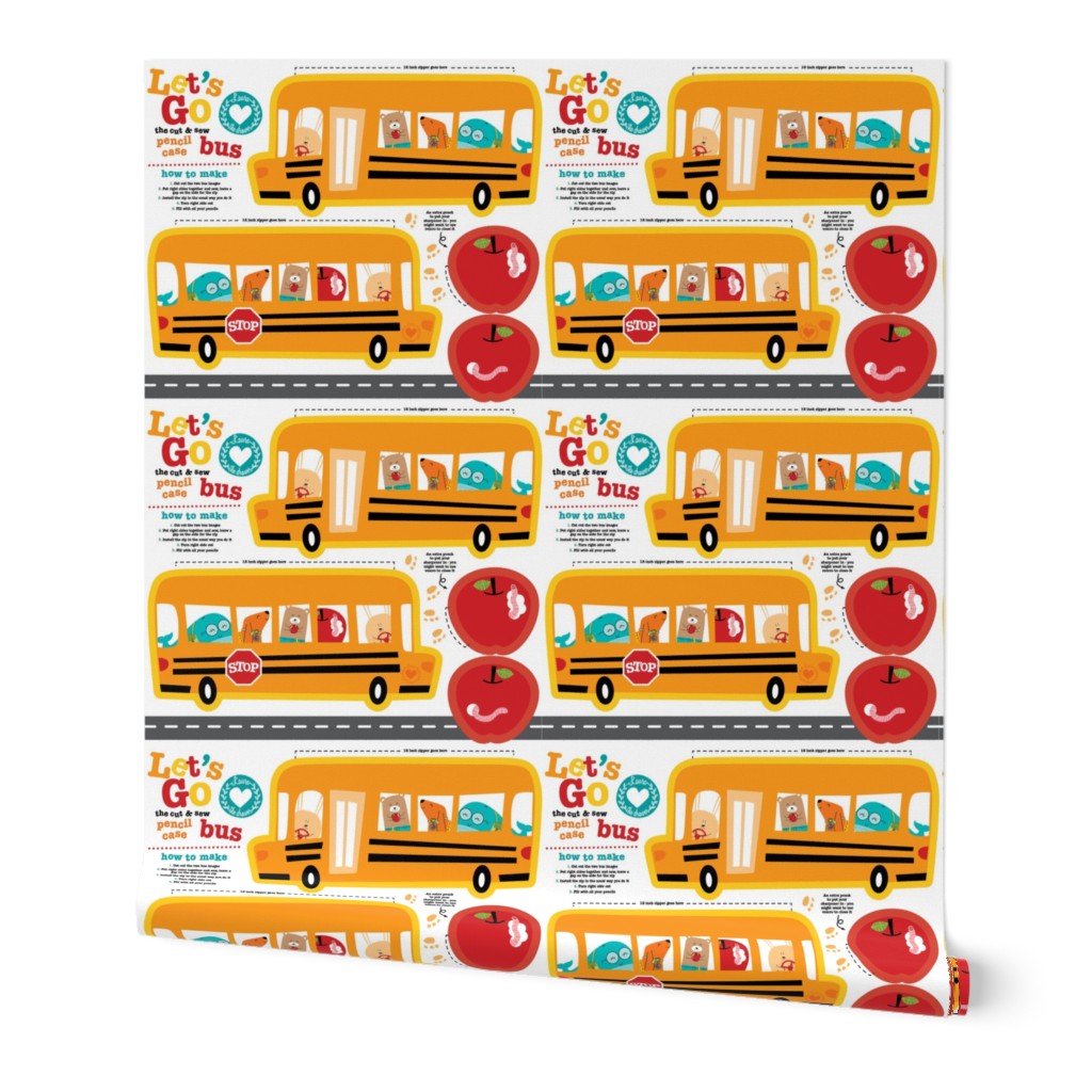 bus pencil case cut and sew fat  quarter