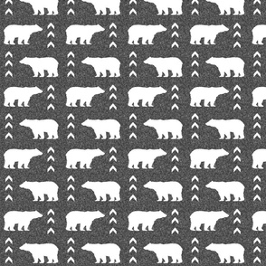 bear fabric - charcoal bear, linen fabric, nursery fabric 