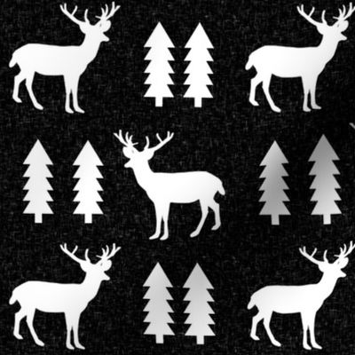 deer forest black linen