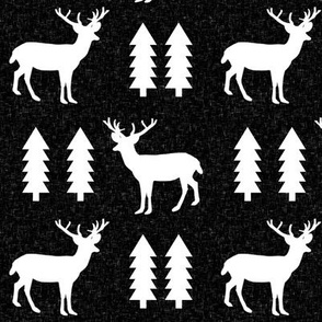 deer forest black linen