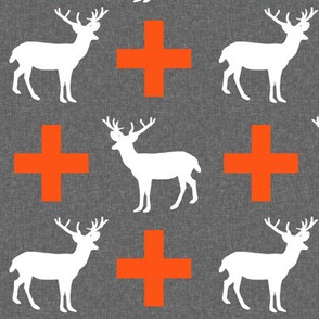 deer plus scarlet charcoal linen