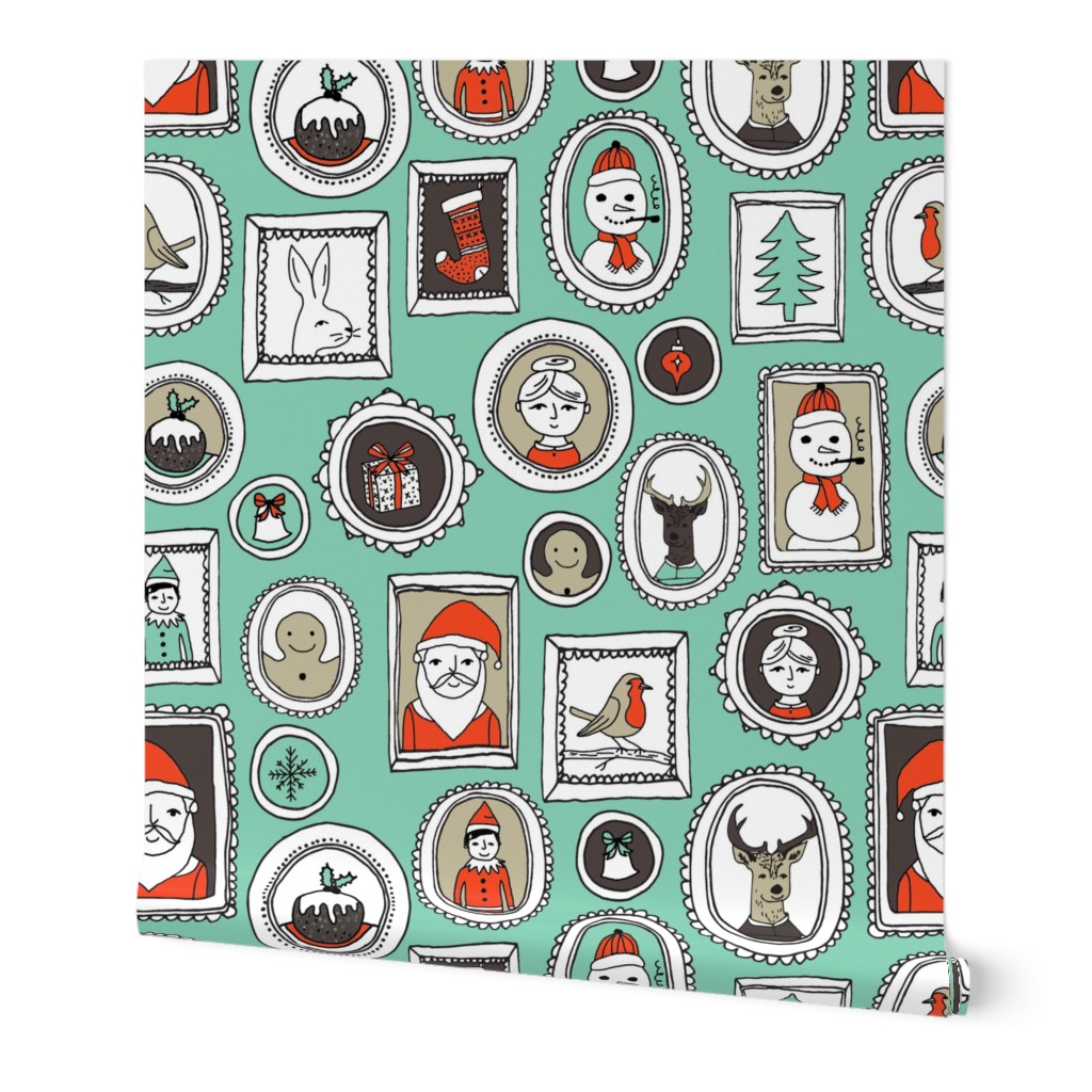 christmas portraits // green and red christmas fabric cute 