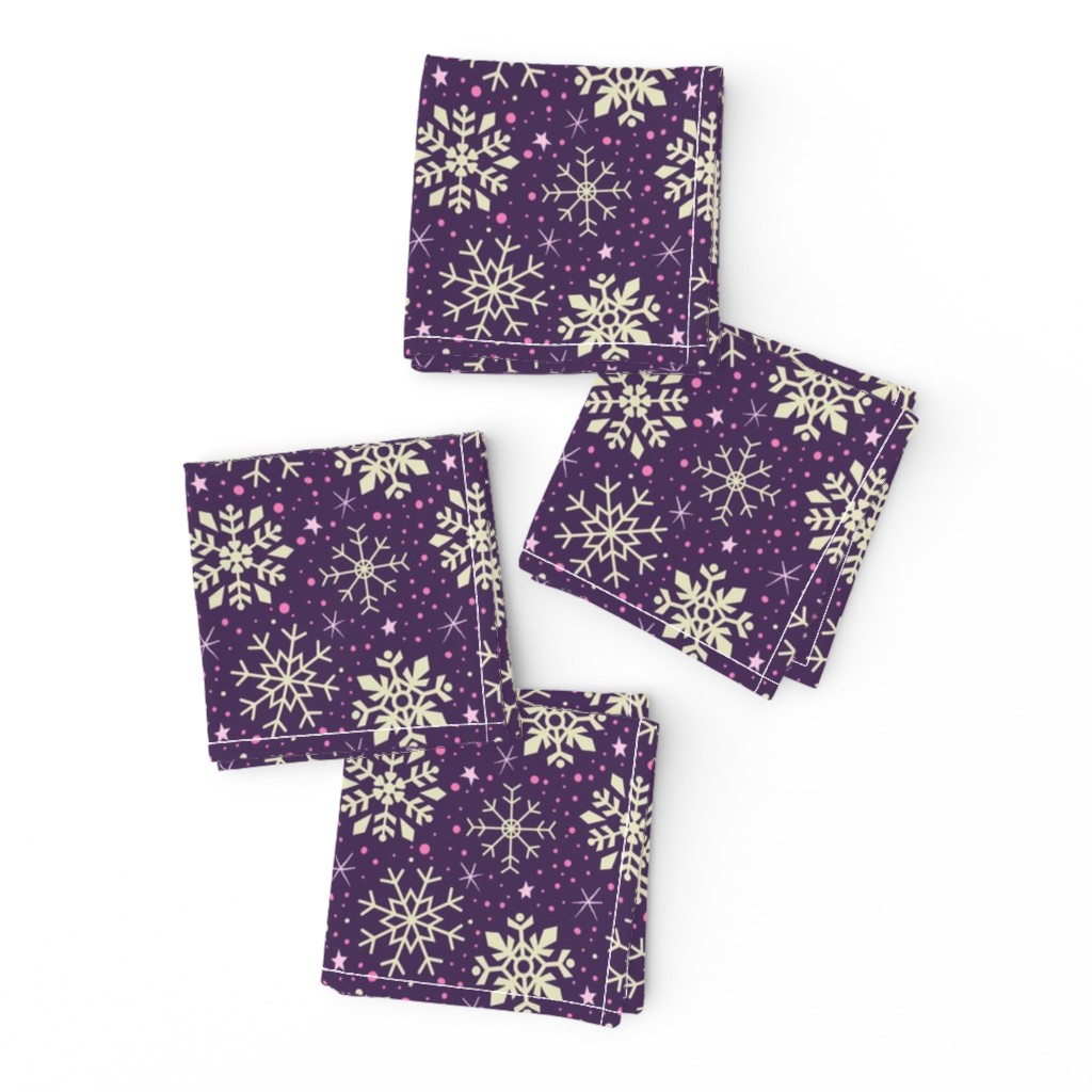 Boysenberry Purple & White Snowflakes