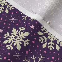 Boysenberry Purple & White Snowflakes