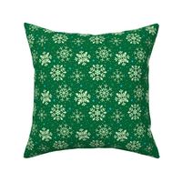 Festive Green and White Snowflakes