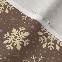 White and Gingerbread Brown Snowflakes