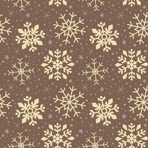 White and Gingerbread Brown Snowflakes